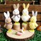 4Pcs Plush Easter Chicken with Bunny Ear Hat Decorations, 5.6inch Cute Mini Standing Chicks Figurine, Plush Animals Statue Tabletop Decor Easter Gift Spring Home Party Favors